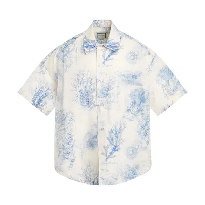 Wooyoungmi Jellyfish Print Short Sleeve Shirt In White