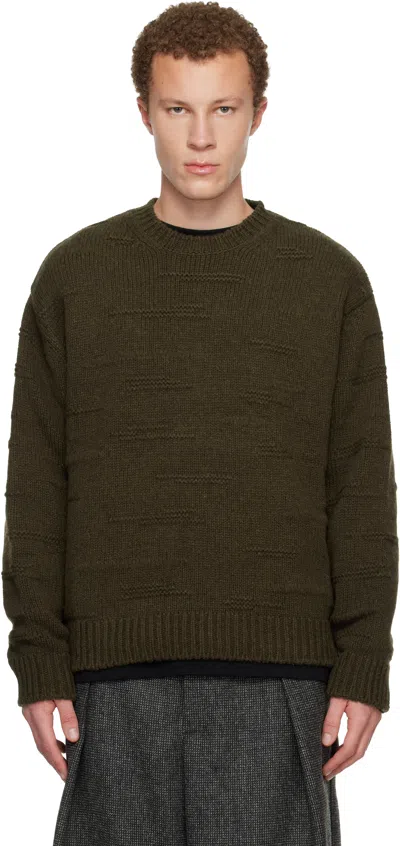 Wooyoungmi Khaki Textured Stripe Wool Sweater In Brown