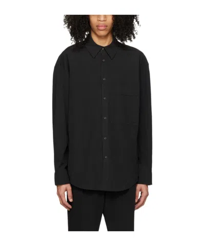 Wooyoungmi Lapel Long-sleeved Shirt In Black