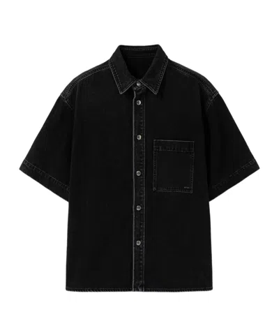 Wooyoungmi Lapel Short-sleeved Shirt In Black