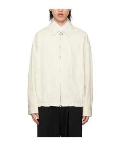 Wooyoungmi Lapel Zipper Shirt In White