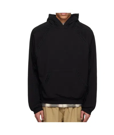 Wooyoungmi Line Embroidered Hoodie In Black
