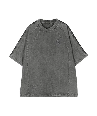 Wooyoungmi Logo-appliqué Denim T-shirt In Gray