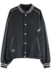 Wooyoungmi Logo-appliquéd Satin Bomber Jacket In Navy