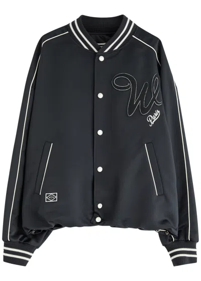 Wooyoungmi Logo-appliquéd Satin Bomber Jacket In Navy