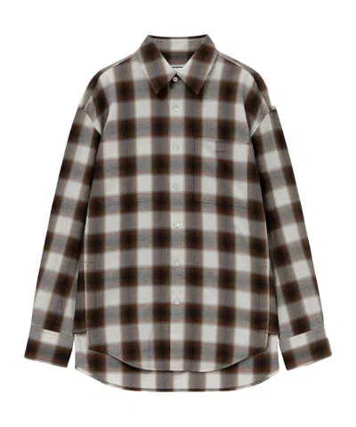 Wooyoungmi Logo Check Shirt In Brown