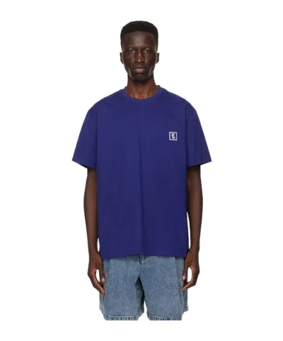 Wooyoungmi Logo-embroidered Cotton T-shirt In Blue