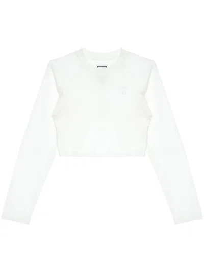 Wooyoungmi Logo-embroidered Cropped T-shirt In White