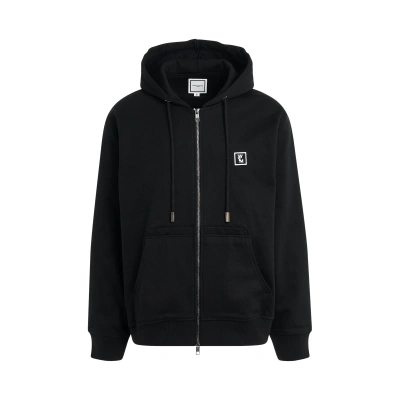 WOOYOUNGMI LOGO EMBROIDERED ZIP HOODIE