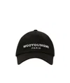 Wooyoungmi Black Embroidered Ball Cap In Black