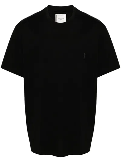 Wooyoungmi T-shirt With Floral Pattern On The Back In Black
