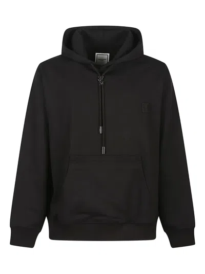 Wooyoungmi Black Hoodie With Drawstring Hood And Floral Motif On The Rear In Cotton Man