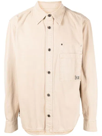 Wooyoungmi Logo-plaque Cotton Shirt In Braun