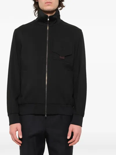 Wooyoungmi Logo-embroidered Track Jacket In Black