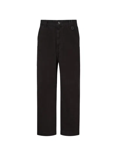 Wooyoungmi Logo-patch Straight-leg Trousers In Black