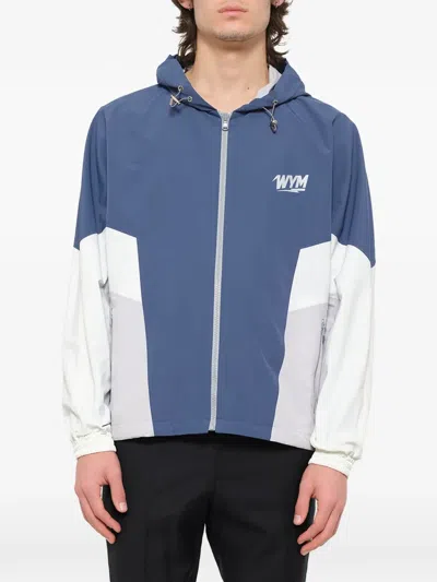 Wooyoungmi Logo-print Panelled Jacket In Blue