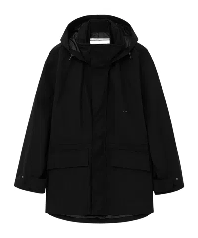 Wooyoungmi Long Casual Jacket With Hat In Black
