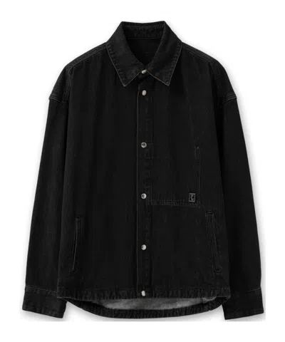 Wooyoungmi Long-sleeved Denim Shirt In Black