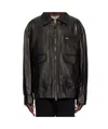 Wooyoungmi Long-sleeved Leather Jacket In Black