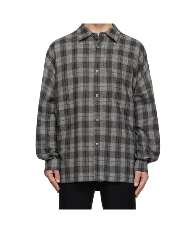 Wooyoungmi Long-sleeved Plaid Shirt In Black