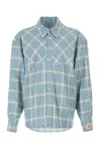 Wooyoungmi Embroidered Jersey Oversize Shirt Check Pattern In Blue