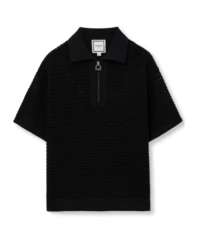 Wooyoungmi Mesh Short-sleeved Sweater In Black