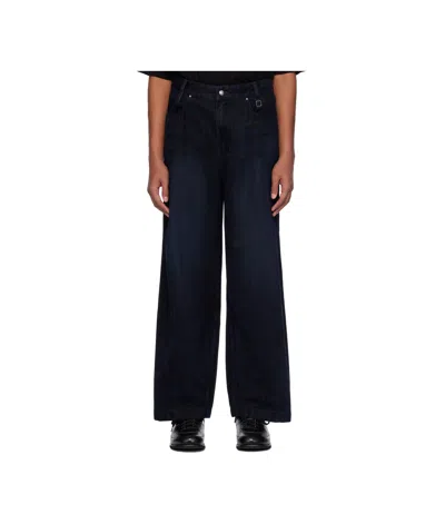 Wooyoungmi Navy Flocked Jeans In 981n Navy
