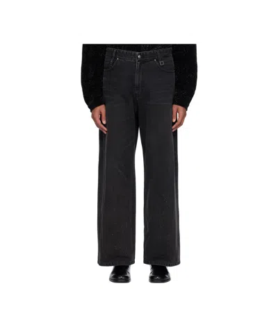Wooyoungmi Black Glitter Wide Jeans In 986b Black