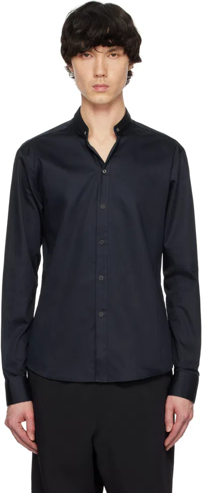 Wooyoungmi Navy Band Collar Shirt In Navy809n