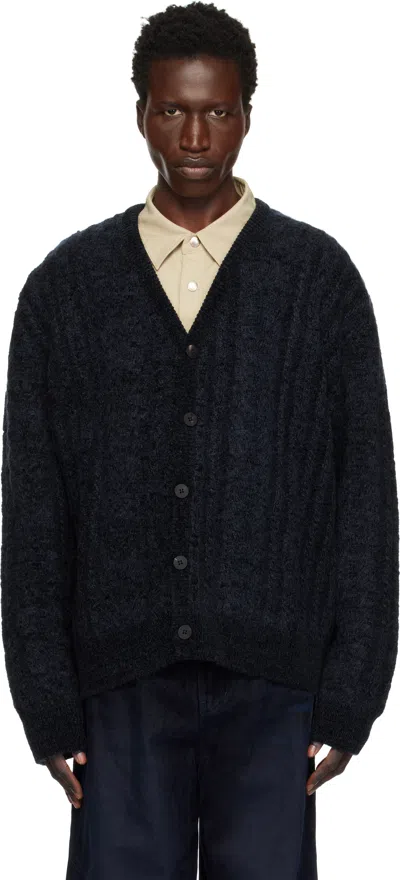 Wooyoungmi Navy Cable Cardigan In 516n Navy