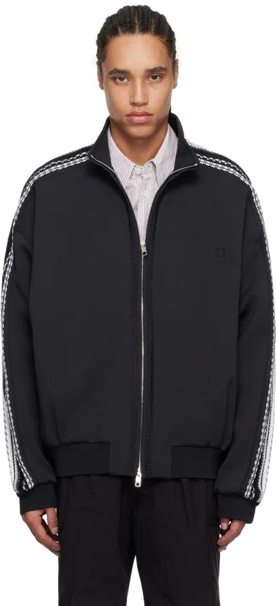 Wooyoungmi Navy Knit Detail Track Jacket In Navy927n