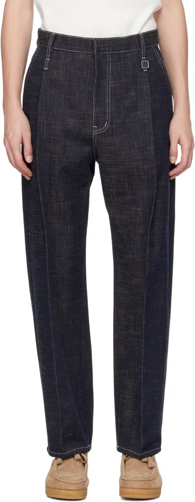 Wooyoungmi Navy Pinched Seam Jeans In Black