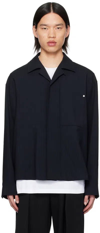 Wooyoungmi Navy Press-stud Shirt In 834n Navy