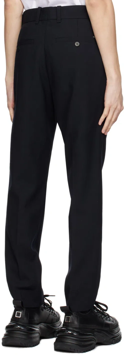 Wooyoungmi Navy Tapered Trousers In Black
