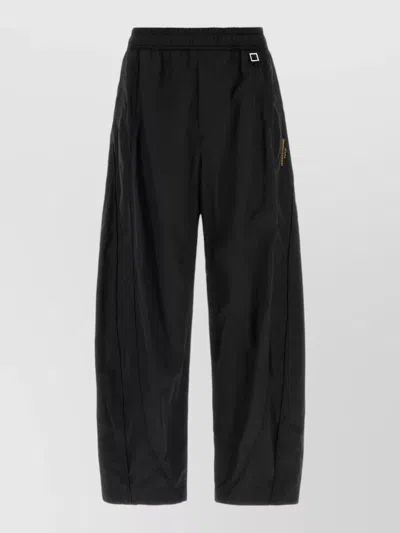 Wooyoungmi Nylon Pants Wide Leg Back Pocket Side In Black
