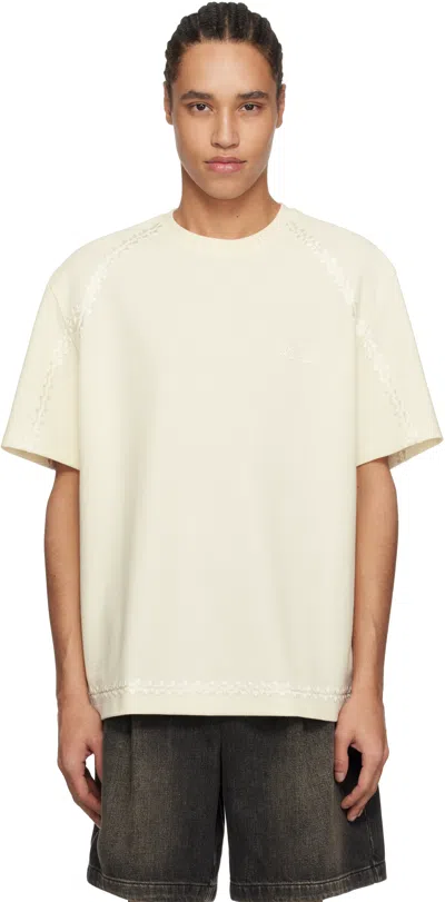 Wooyoungmi Off-white Line Embroidery T-shirt In Ivory734i