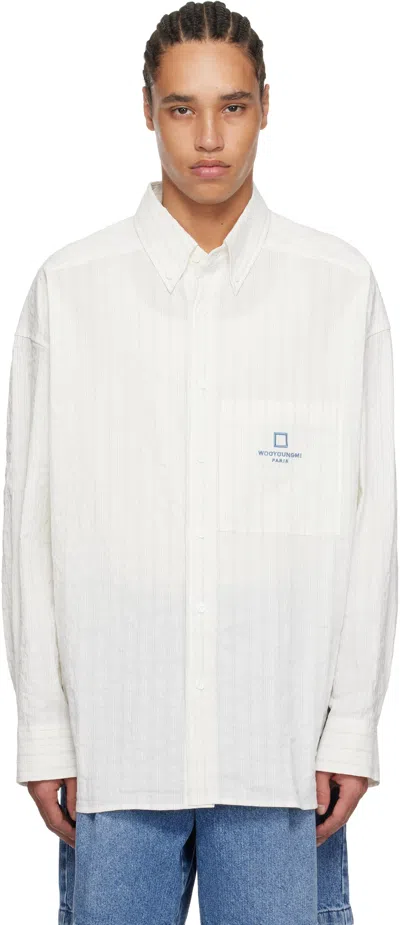 Wooyoungmi Off-white Linen Striped Shirt In Ivory824i