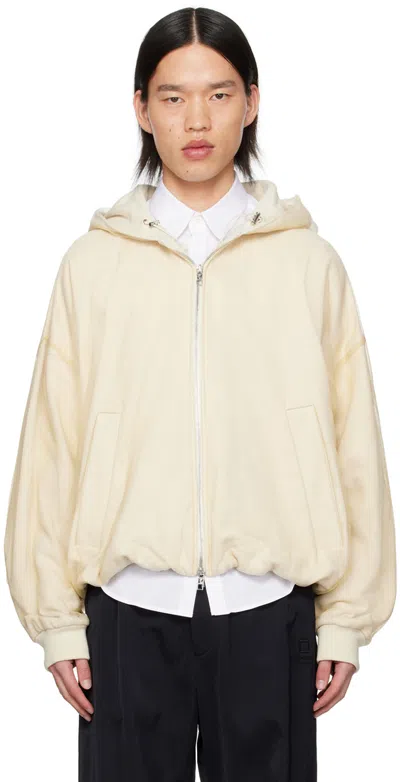 Wooyoungmi Off-white Overlay Hoodie In 749i Ivory