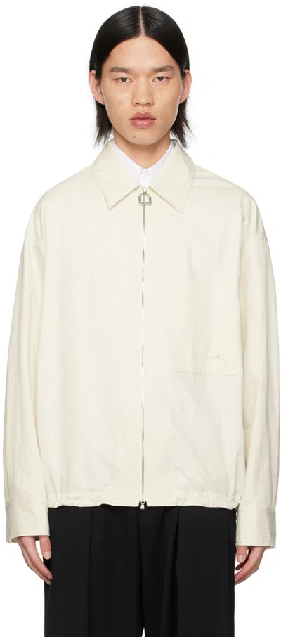 Wooyoungmi Off-white Zip Up Shirt In 821i Ivory