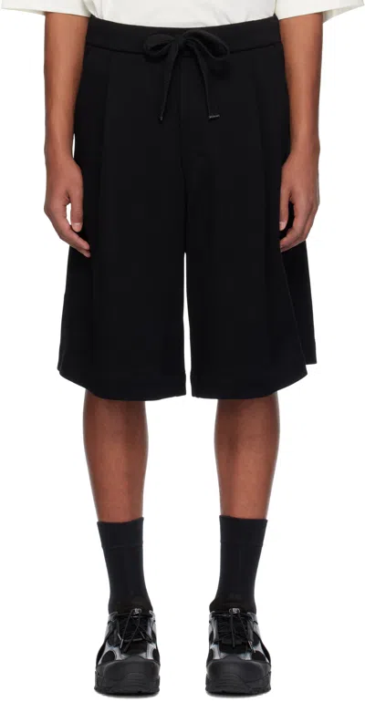 Wooyoungmi Black One-tuck Neoprene Bermuda Shorts In 737b Black