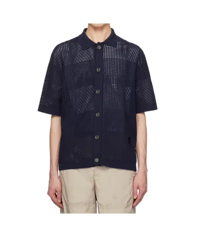 Wooyoungmi Open-knit Cotton Shirt In Black