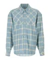 Wooyoungmi Embroidered Jersey Oversize Shirt Check Pattern In Blue