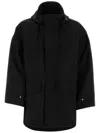 Wooyoungmi Nylon Windbreaker With Hood And Drawstring Hem In Black