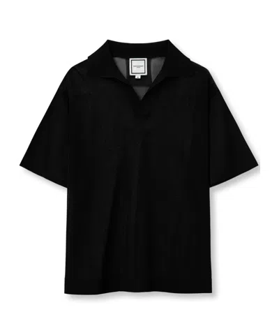 Wooyoungmi Perspective Short-sleeved Sweater In Black