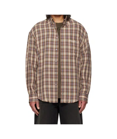 Wooyoungmi Plaid Long-sleeved Shirt In Brown