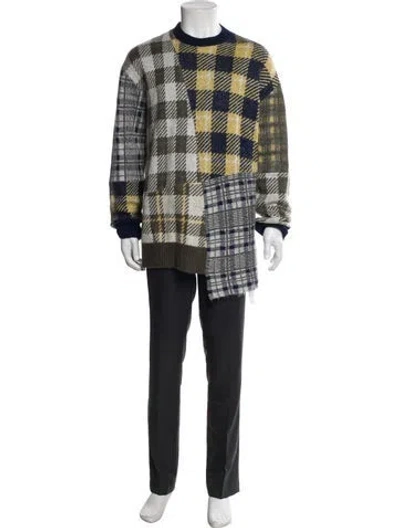 Pre-owned Wooyoungmi Plaid Print Crew Neck Pullover In Blue