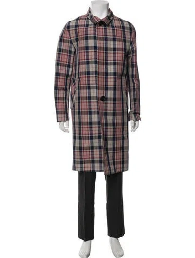 Pre-owned Wooyoungmi Plaid Print Trench Coat In Red