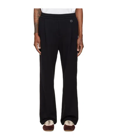 Wooyoungmi Pleated Drawstring-waist Track Pants In Black