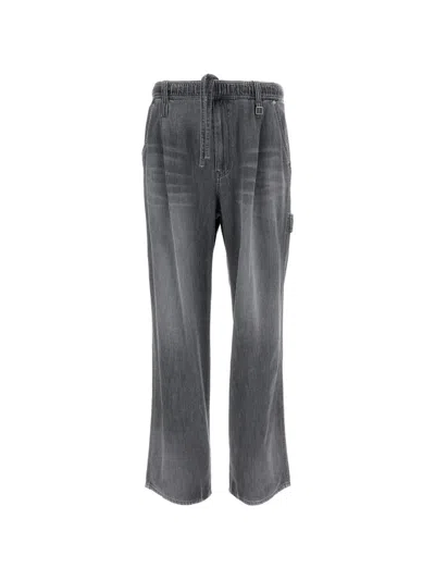 Wooyoungmi Utility Denim Trousers With Adjustable Drawstring In Gray