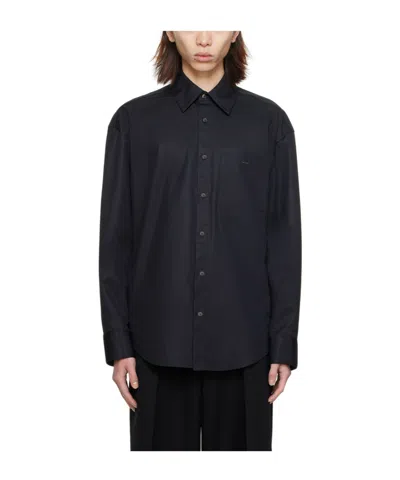 Wooyoungmi Point-neck Long-sleeved Shirt In 813b Black